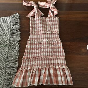 Able Pink and White Checkered Mini Dress